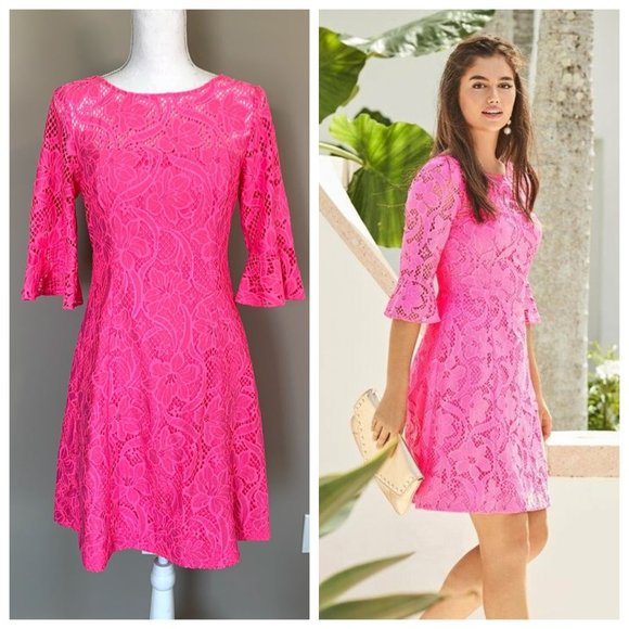 Lilly Pulitzer Dresses & Skirts - Lilly Pulitzer Hot Pink Allyson Lace Dress